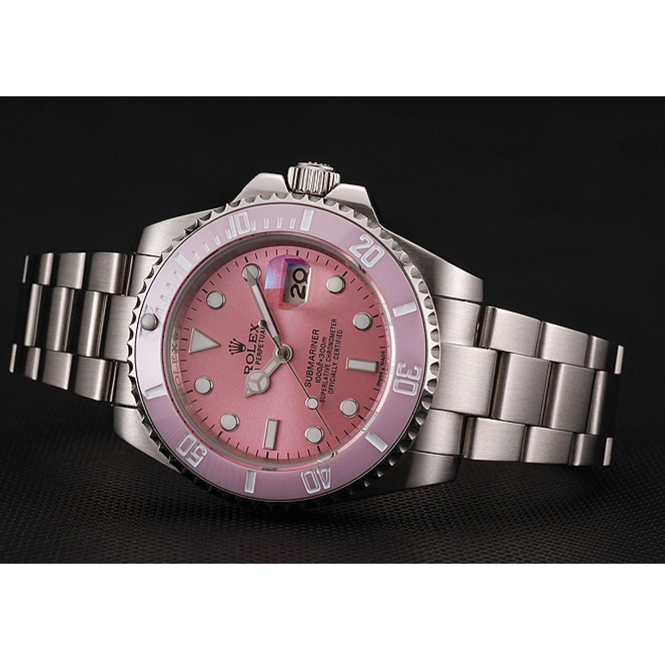 Aaa replica Stainless 1453980 Pink Pink Rolex Submariner Swiss Bezel Bracelet Steel Dial 0714